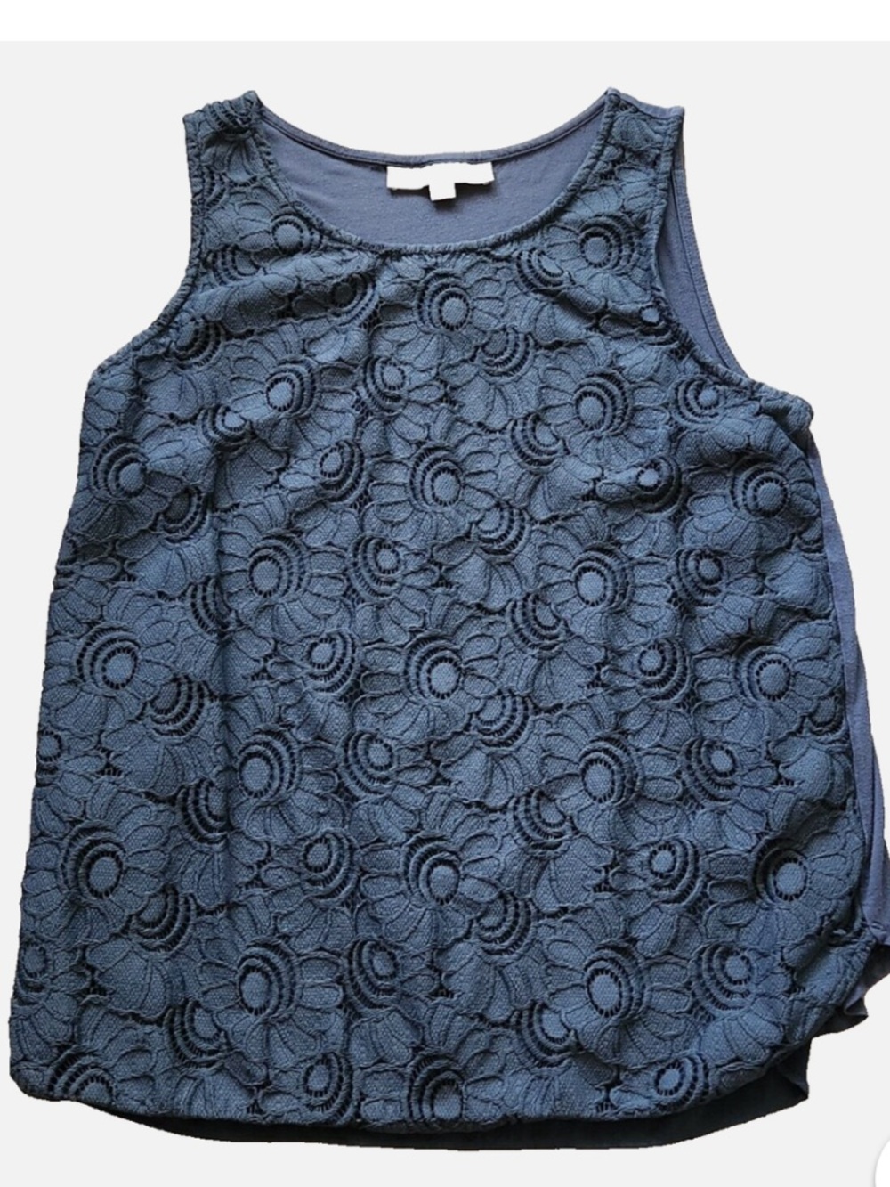 LOFT Slate Blue Lace Tank Top